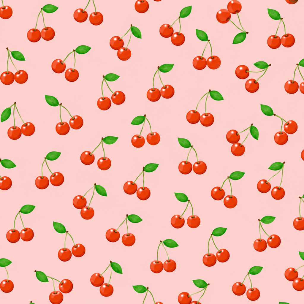 Cheerful cherry pattern on pink background