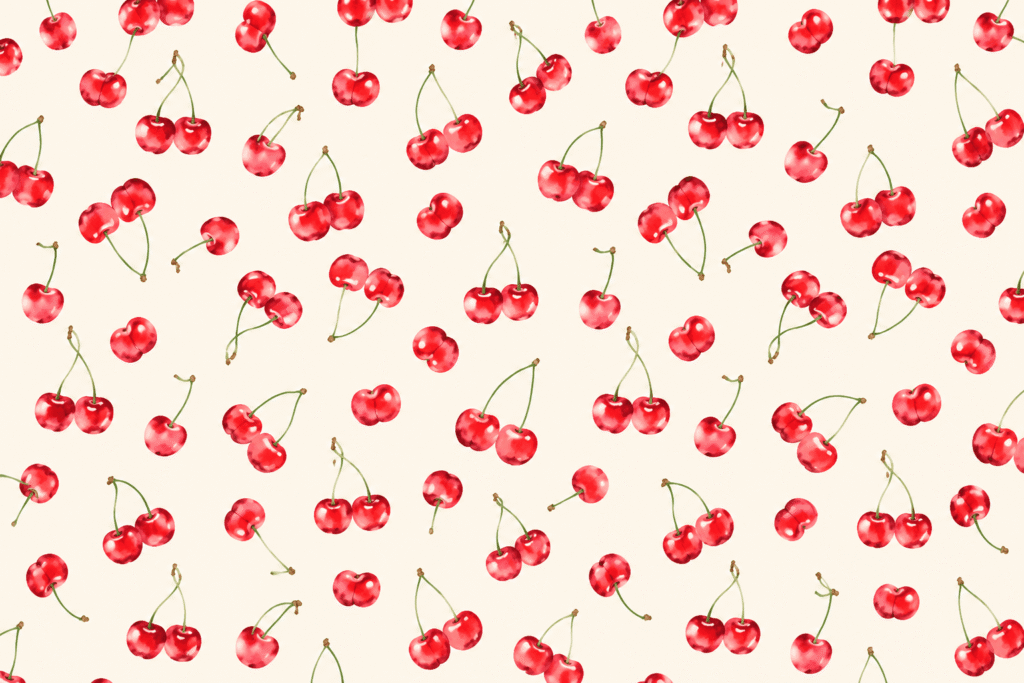 Cherry cluster pattern on pale cream