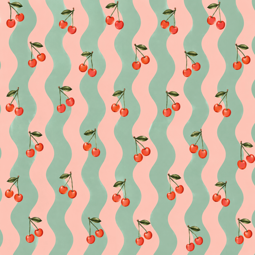 Cherry wave pattern in pastels