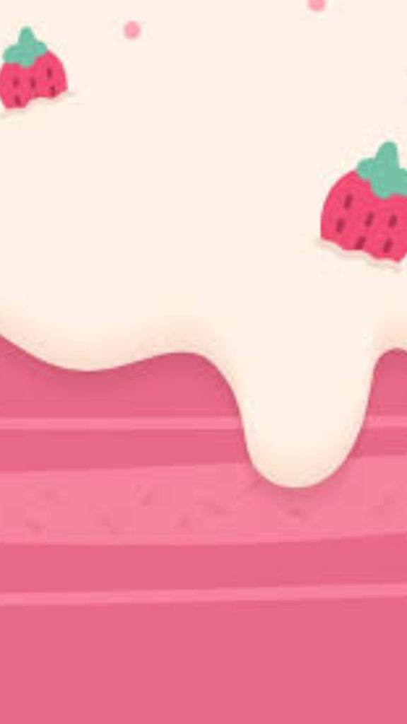 Cream drizzling with strawberries on pink shortcake strawberry shortcake wallpaper