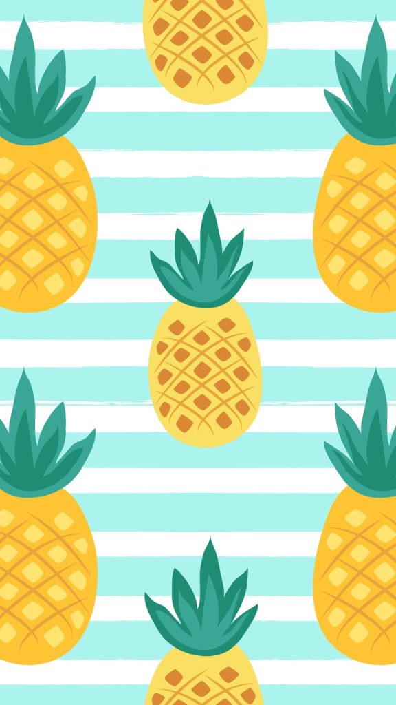 Cute aesthetic pineapples with sky and white lined background Pineapple wallpaper