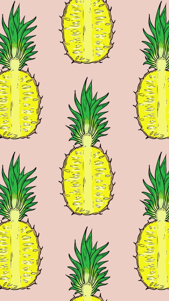 Cute and aesthetic yellow pineapples with plain baby pink background Pineapple wallpaper