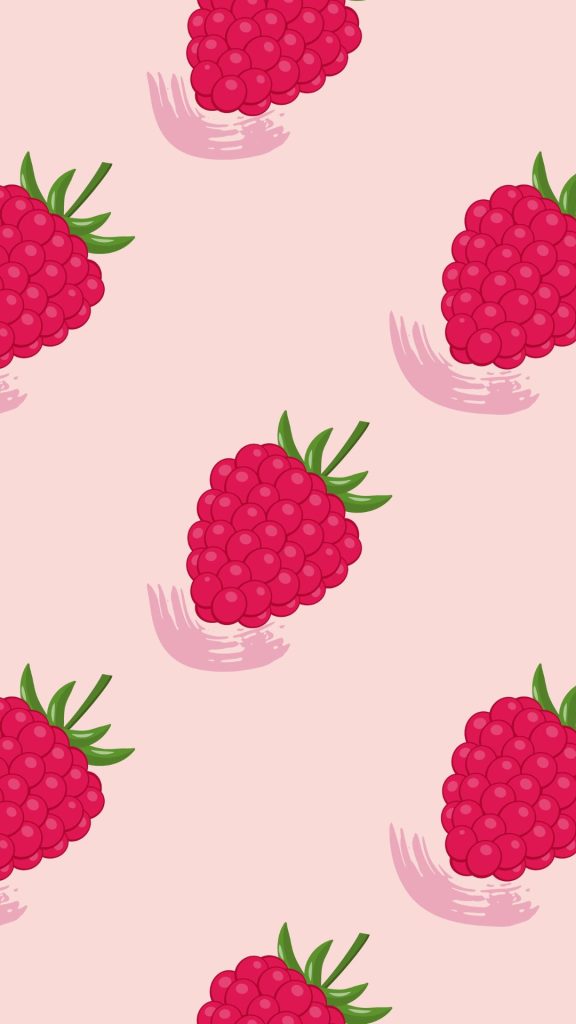 Cute dark pink strawberries on light pink background vintage strawberry wallpaper