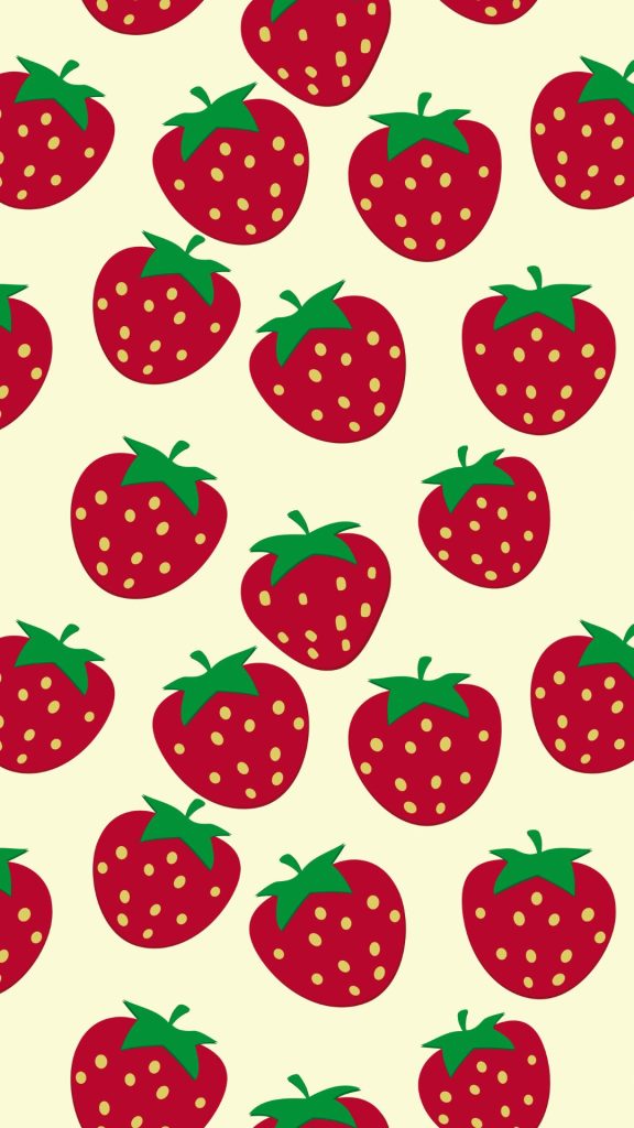 Cute little red strawberries on white background vintage strawberry wallpaper