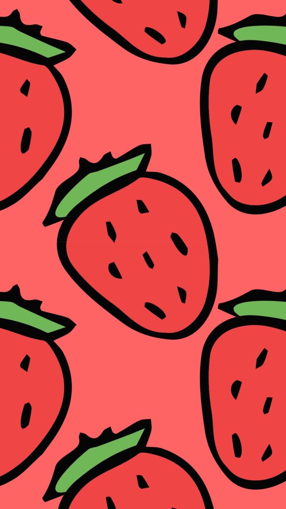 Cute pink strawberries with pink background vintage strawberry wallpaper