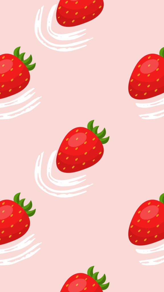 Cute red strawberries on light pink background vintage strawberry wallpaper