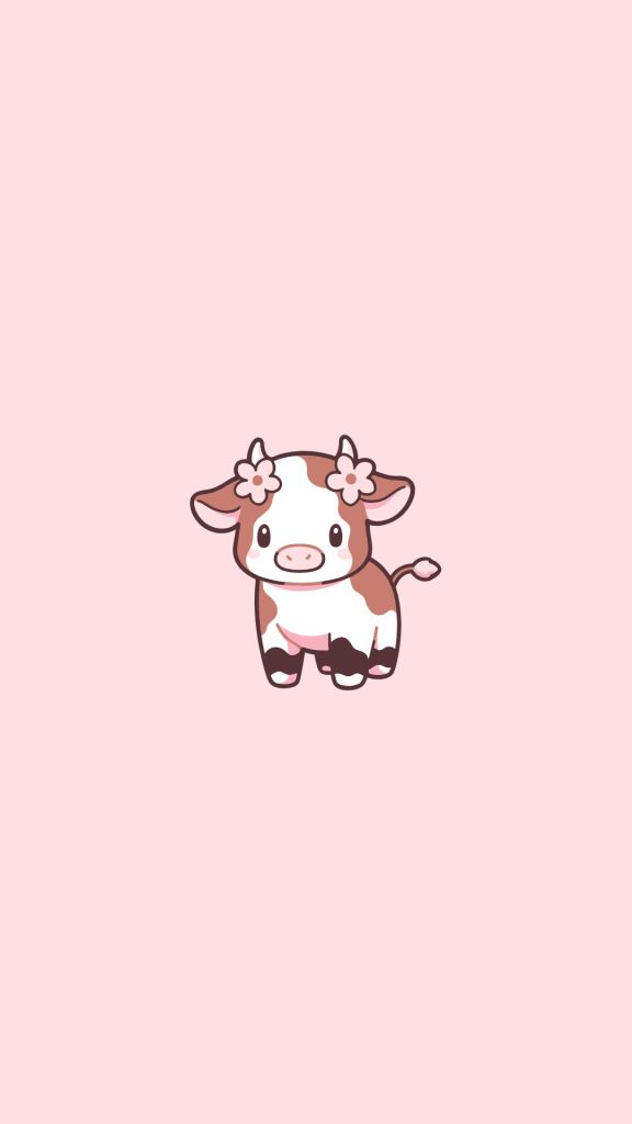 Cute strawberry cow on pink background kawaii strawberry cow wallpaper