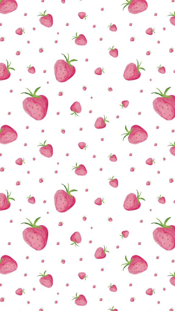Cute vintage pink strawberries on plain white background vintage strawberry wallpaper