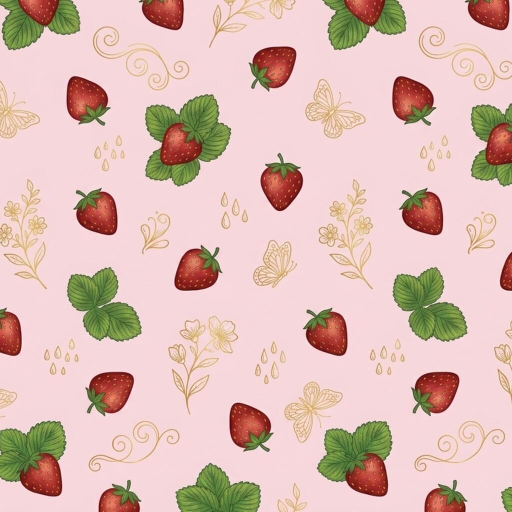 Cute vintage strawberry wallpaper