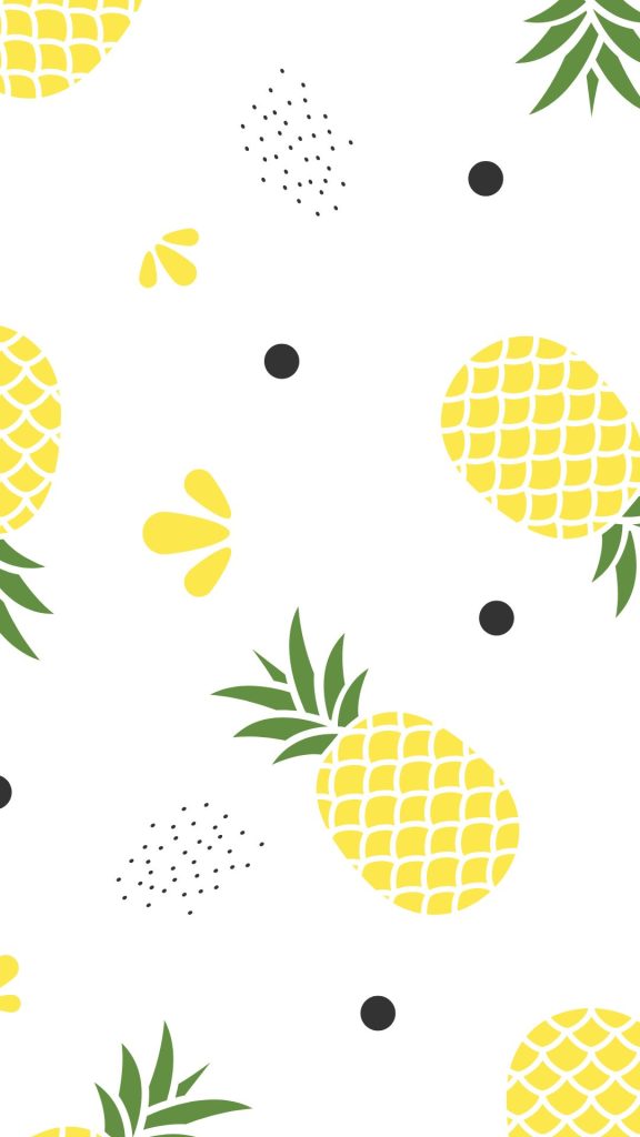Cute yellow pineapple with polka dots on white background Pineapple wallpaper
