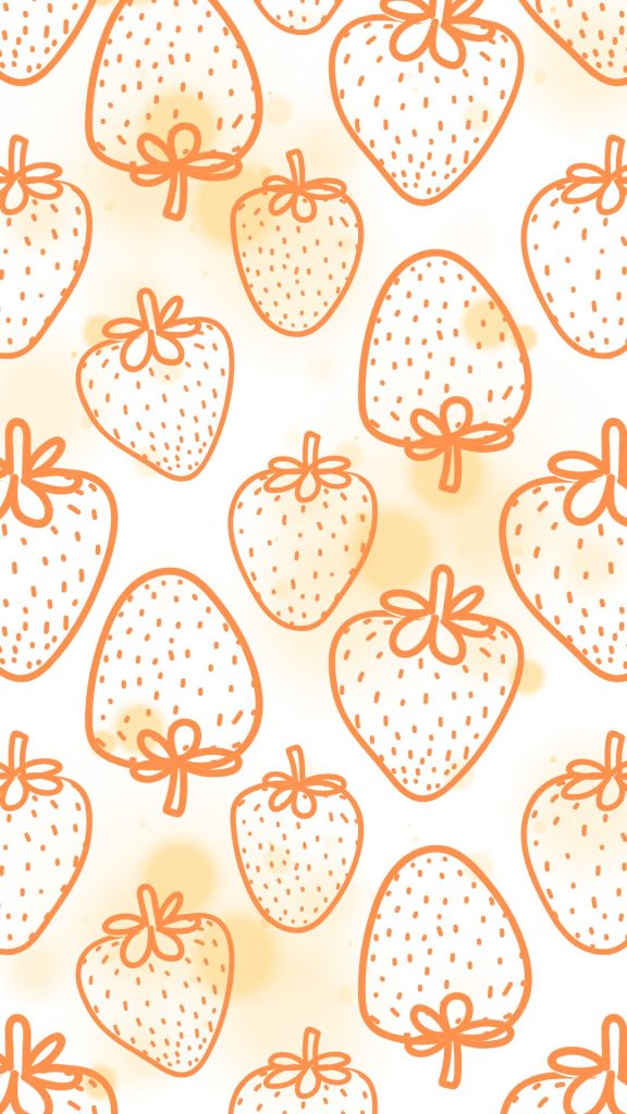 Cute light orange strawberries with with Trendy background Strawberry Background Wallpaper