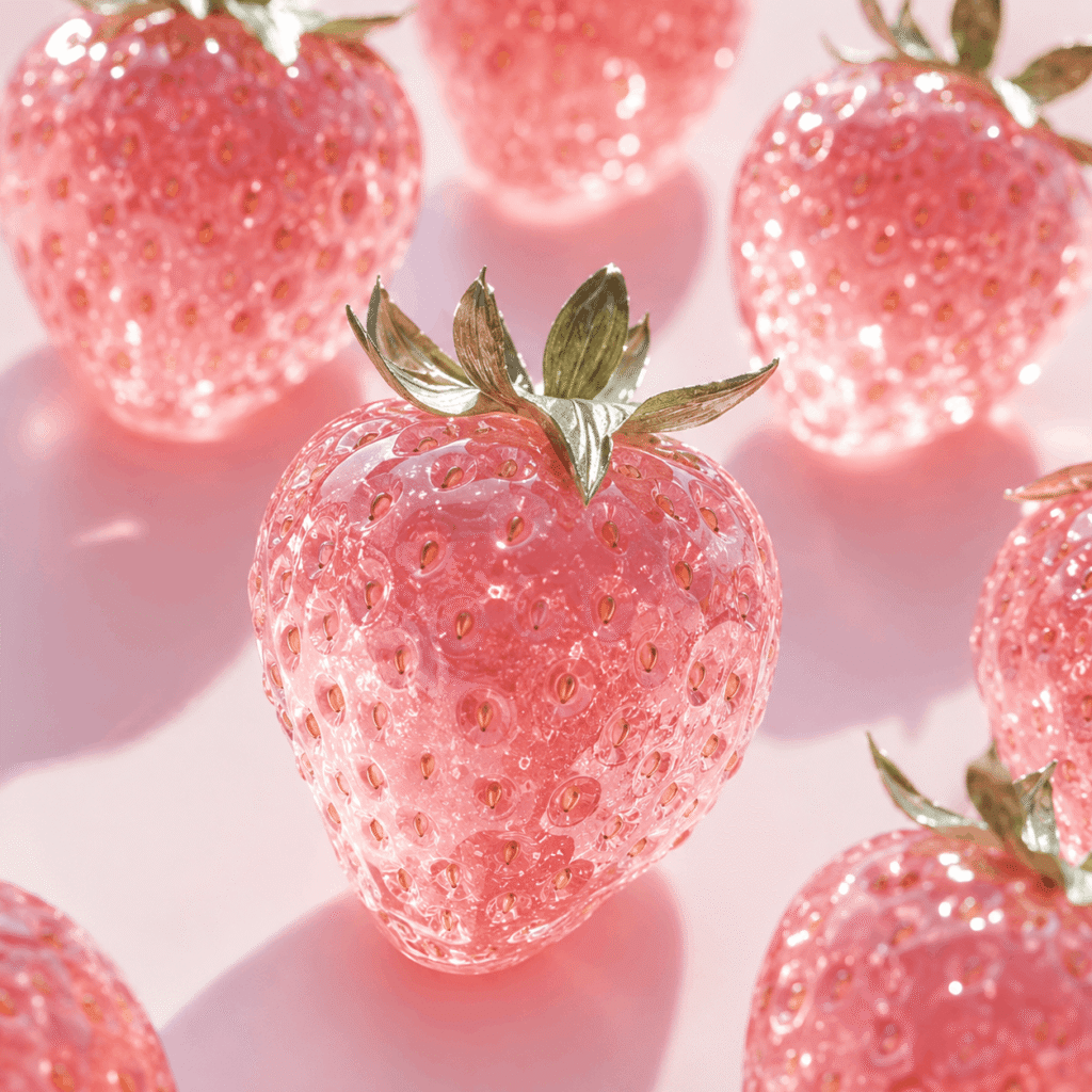 Delicate pink strawberries in soft light