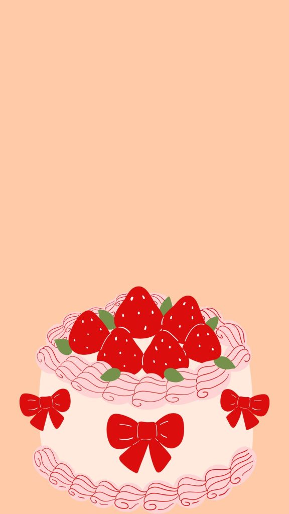 Delicious kawaii strawberry cake with cream and strawberries strawberry shortcake wallpaper