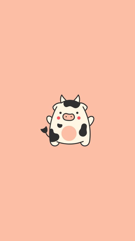 Demure baby cow on baby pink background kawaii strawberry cow wallpaper
