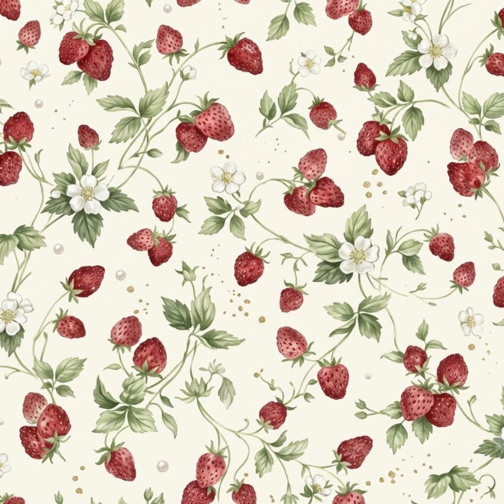 Floral strawberry wallpaper