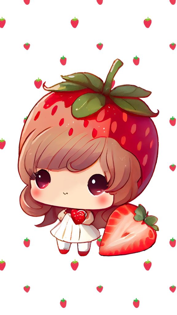 Hello kitty strawberry doll with red strawberries on white background hello kitty strawberry wallpaper