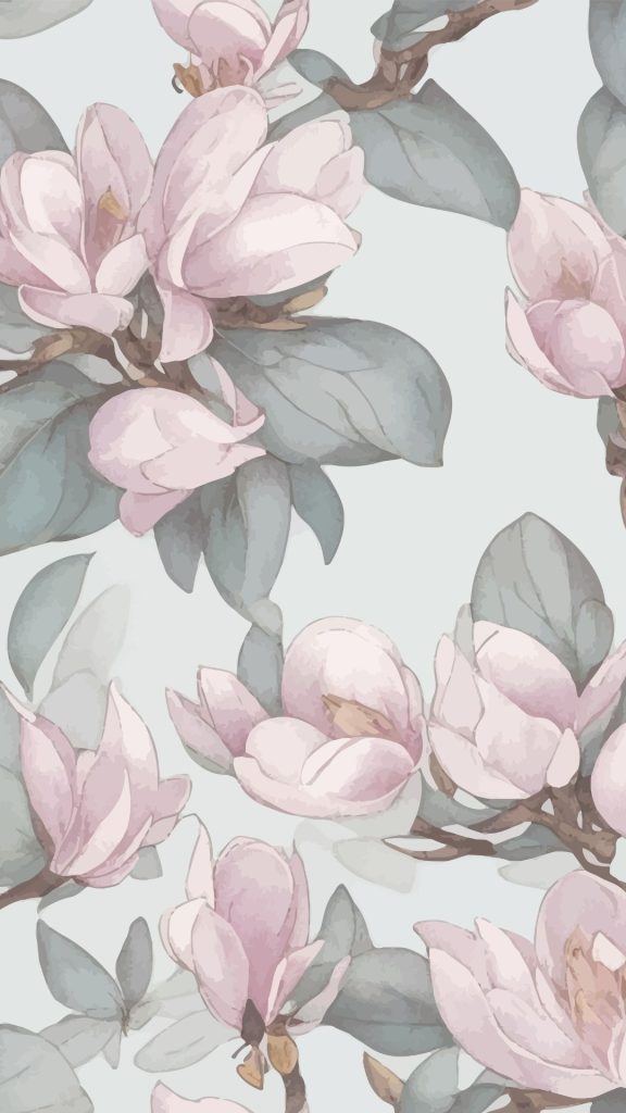 Ivory pink Flowers with zinc shade leave William Morris Strawberry Thief Wallpapers