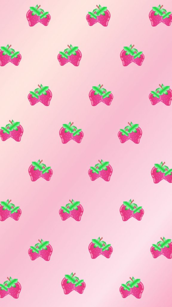 Jelly pink strawberries with double shade background pastel pink strawberry wallpaper