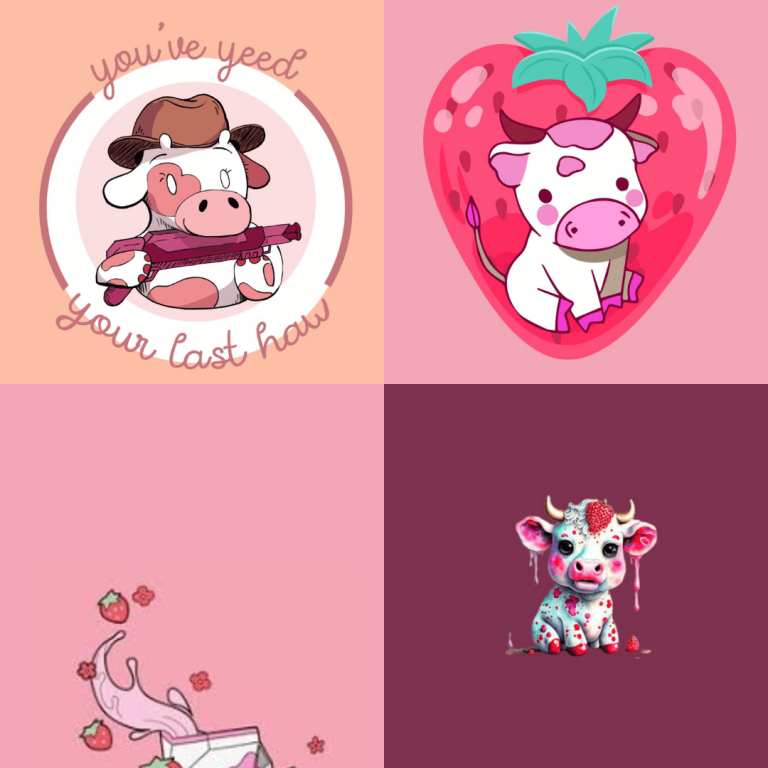 Kawaii strawberry cow wallpaper