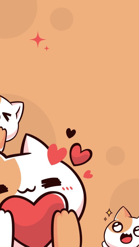 Kiities with red hearts and dark beige background hello kitty strawberry wallpaper