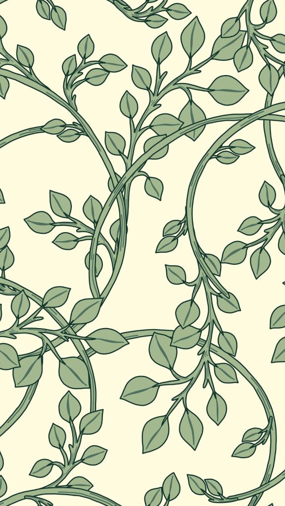 Light green leaves on ivory beige background William Morris Strawberry Thief Wallpapers