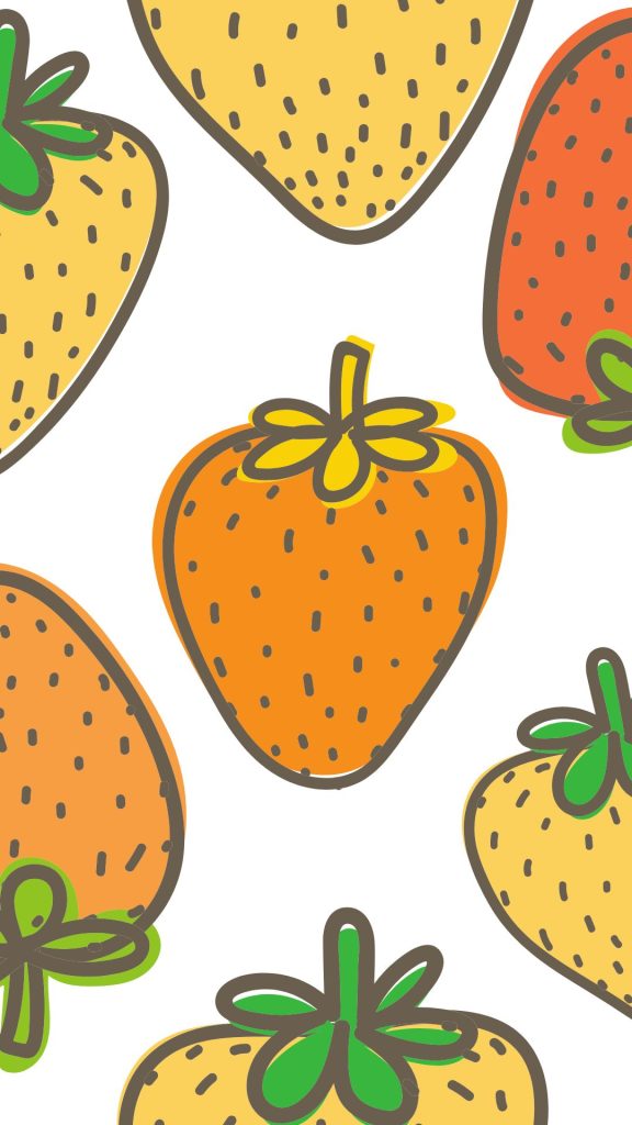 Light orange and light yellow strawberries on plain white background vintage strawberry wallpaper