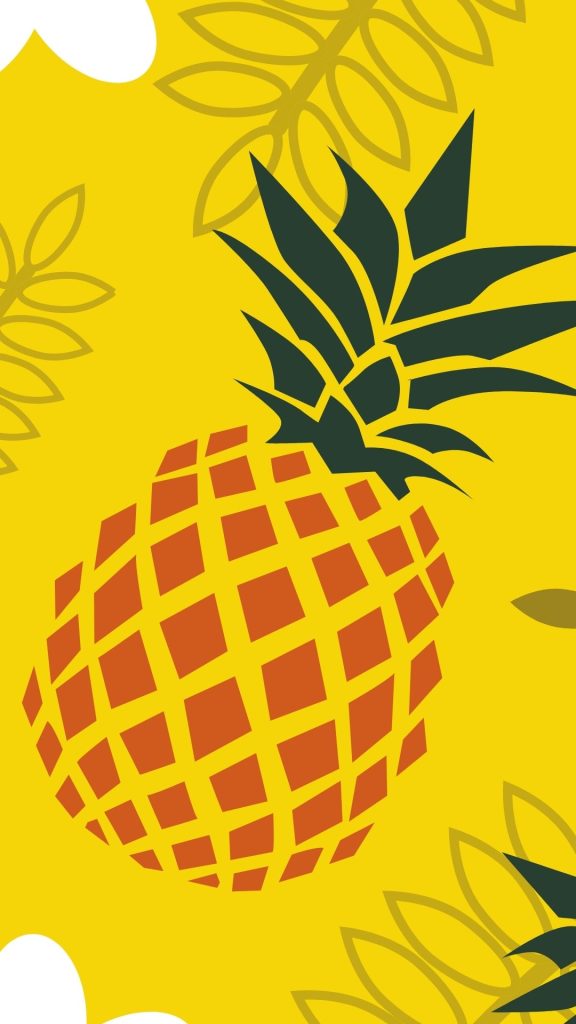 Mandala art with pineapple and leaves on yellow background Pineapple wallpaper