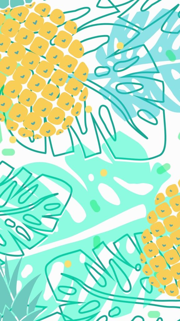 Mix art with pineapples and leaves on plain white background Pineapple wallpaper