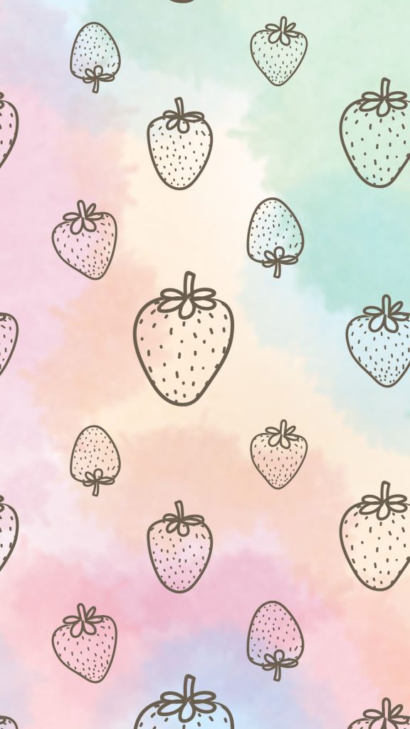 Pastel cloudy background with strawberries pastel pink strawberry wallpaper