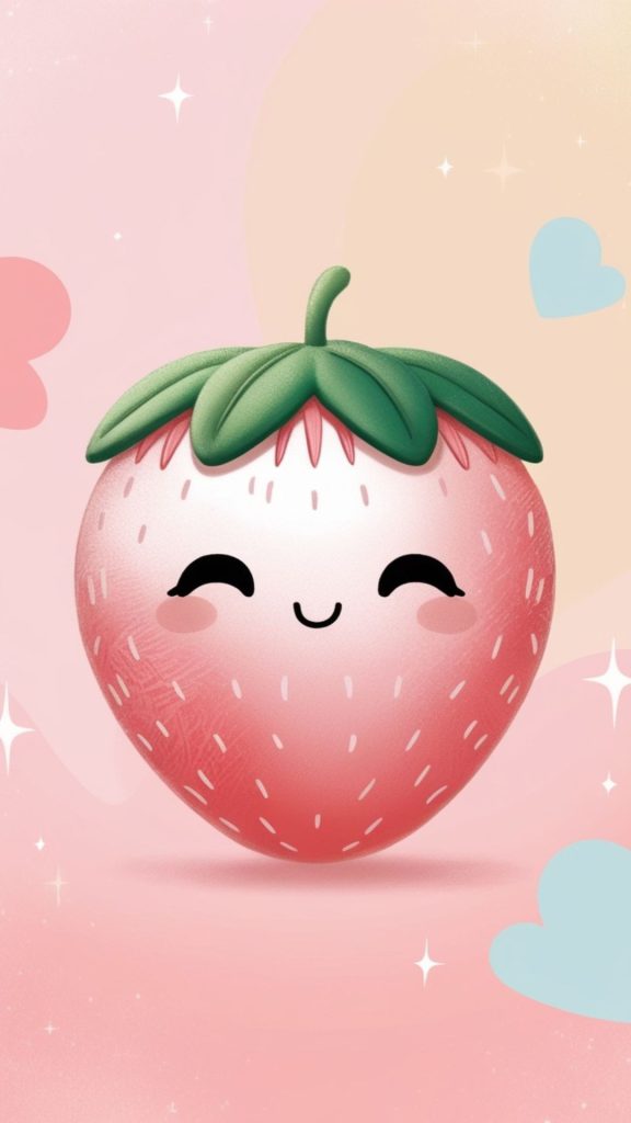 Pastel pink cute strawberry with pastel background strawberry wallpaper for I phone