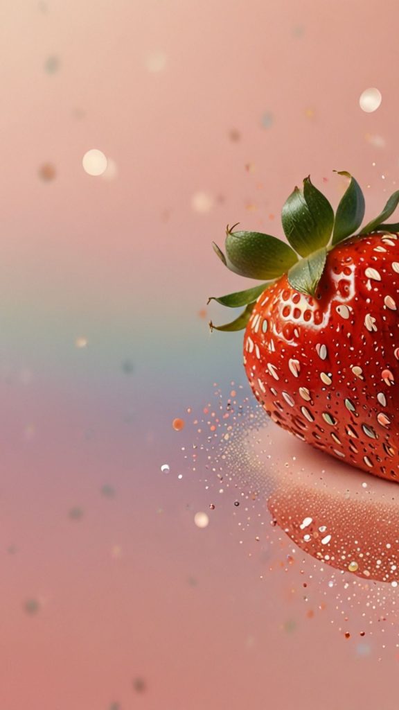 Pastel shade background with red strawberry pastel pink strawberry wallpaper