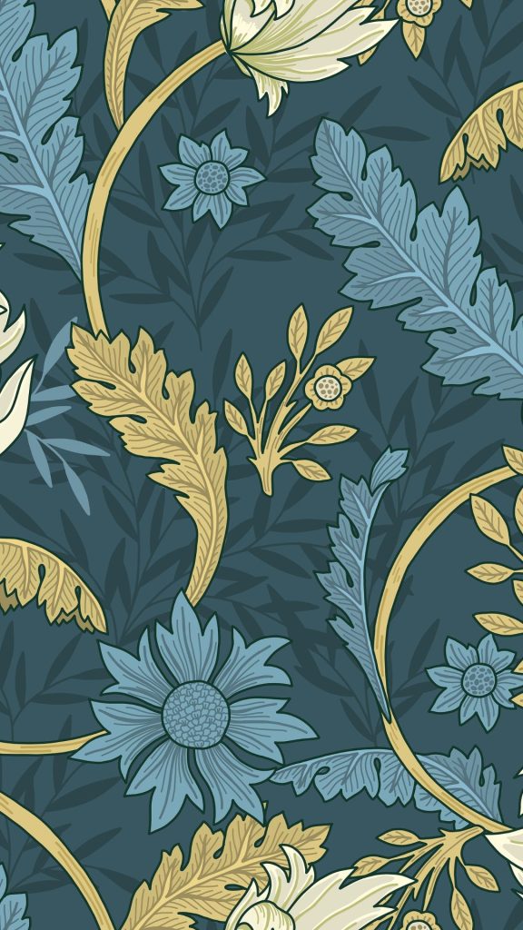 Perfect blend of flowers and leafy themed background William Morris Strawberry Thief Wallpapers