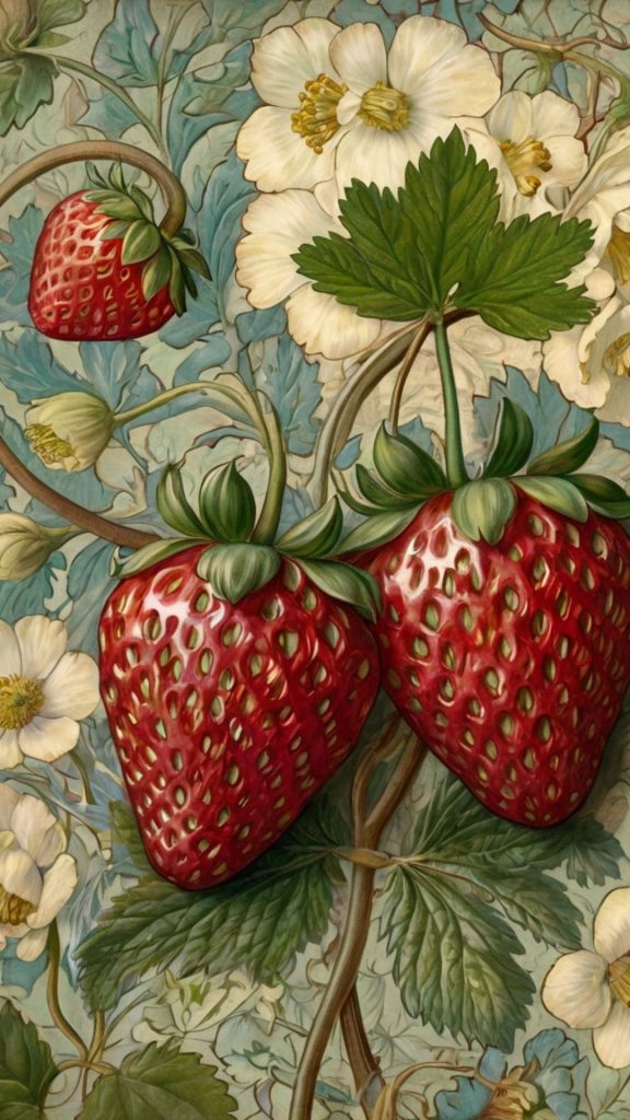 Perfect wallpaper for william morris lovers with strawberries and floral art William Morris Strawberry Thief Wallpapers