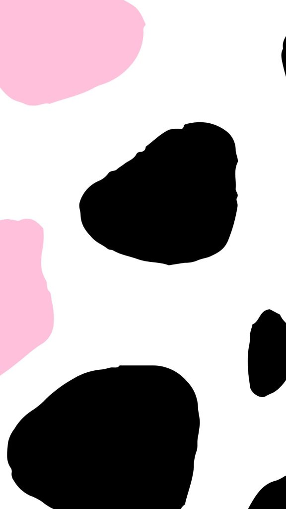 Pink black and white cow print kawaii strawberry cow wallpaper
