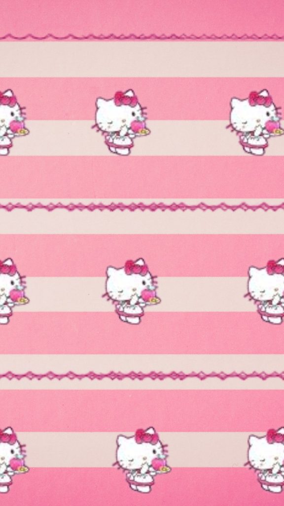 Pink hello kitty with aesthetic background hello kitty strawberry wallpaper