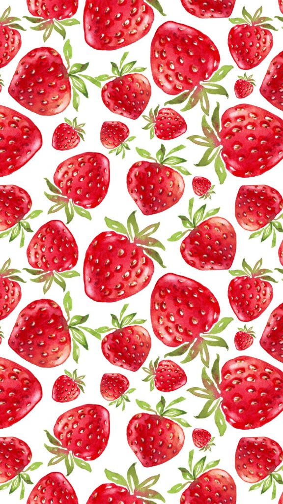 Red painted strawberries with white plain background vintage strawberry wallpaper