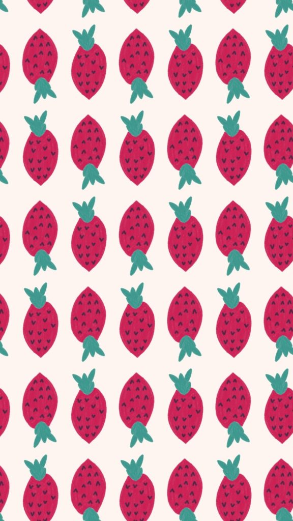 Red strawberries with plain white background pastel pink strawberry wallpaper