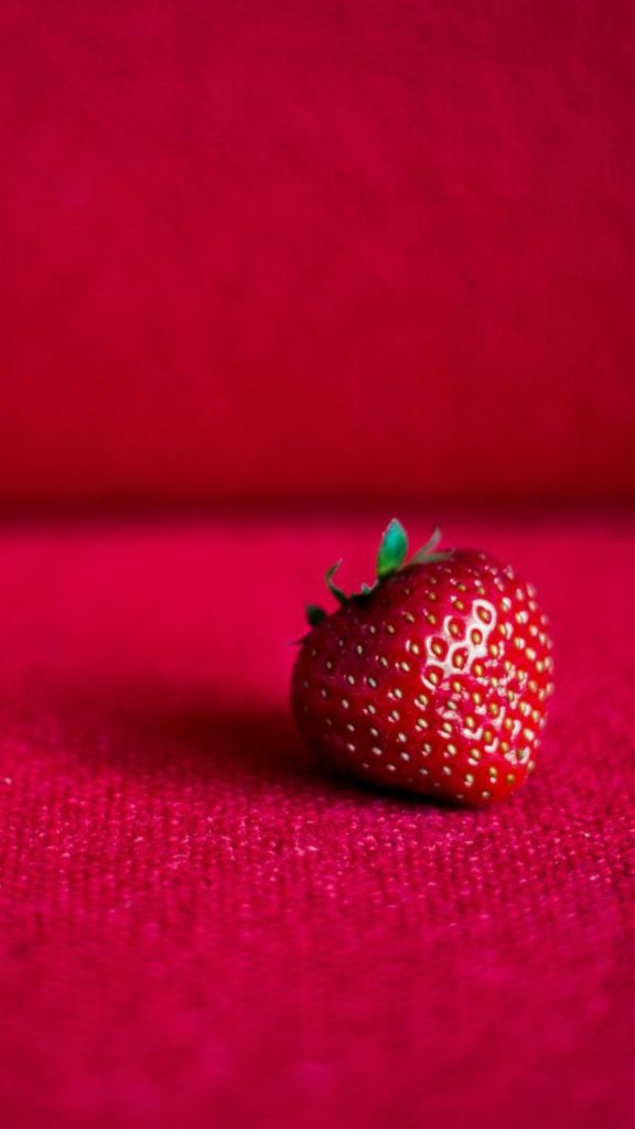 Red strawberry with red velvety background strawberry wallpaper for I phone