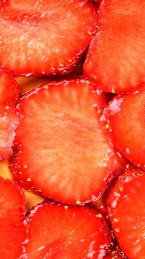 Red zoomed strawberry photograph Strawberry Background Wallpaper