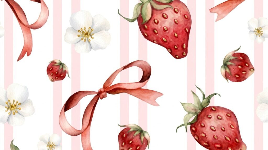 Retro strawberry aesthetic background
