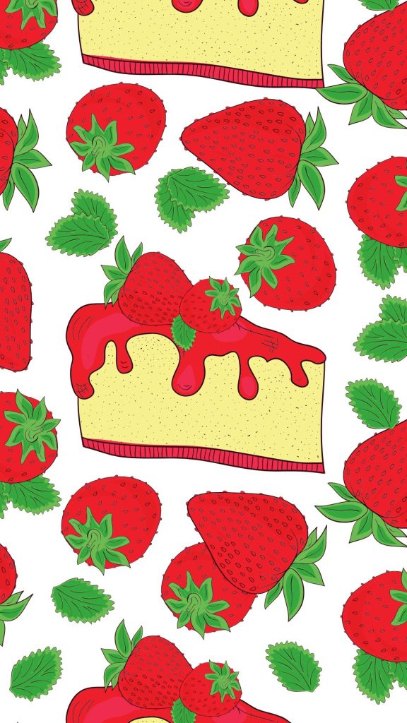Shortcake with strawberry and mint leaves themed background strawberry shortcake wallpaper