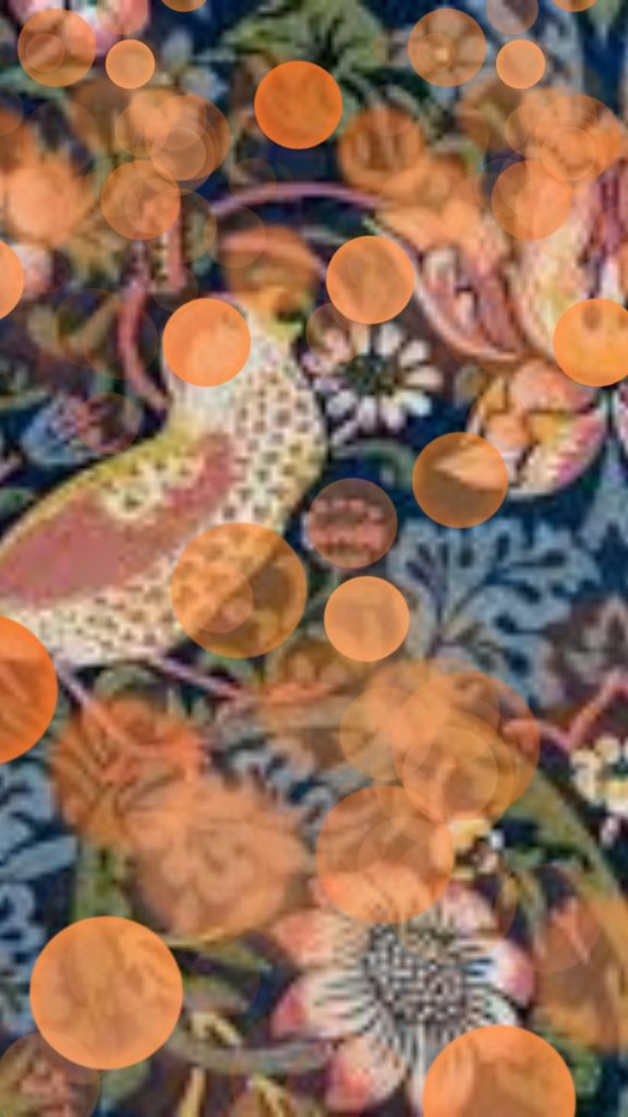 Sparrow with blue floral theme William Morris Strawberry Thief Wallpaper