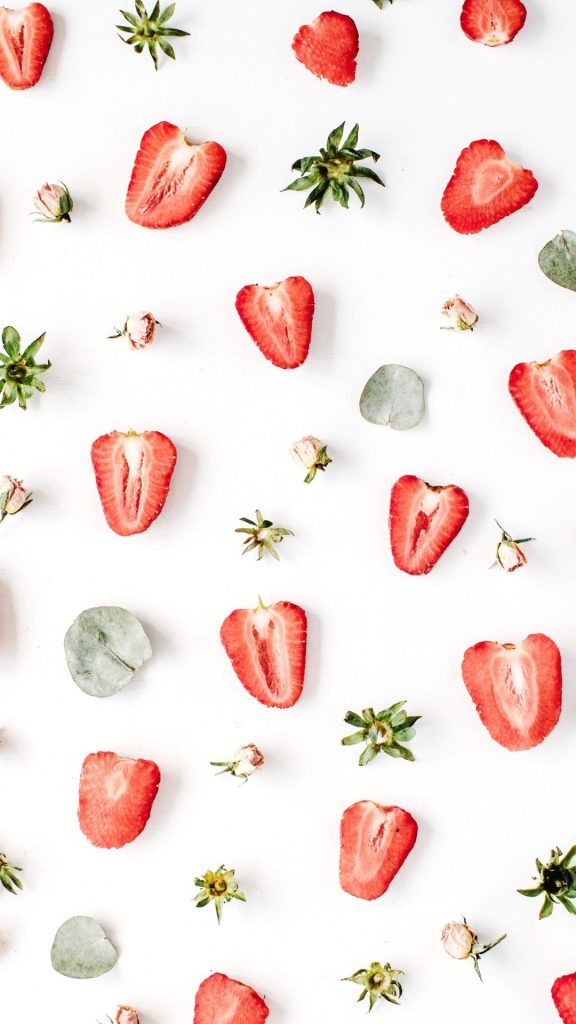 Strawberries with roses on white background strawberry wallpaper for I phone