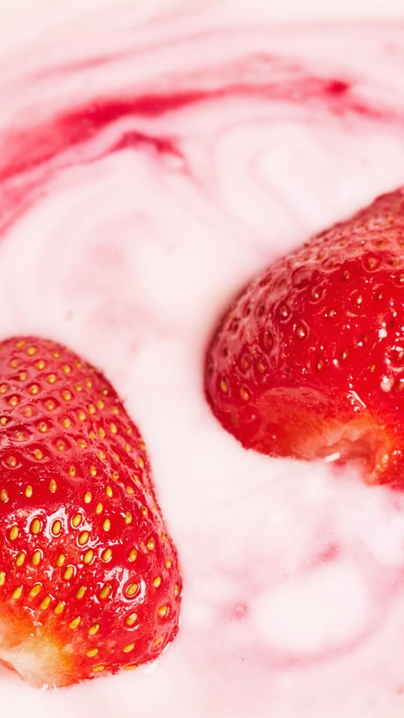 Strawberries with strawberry ice cream Strawberry Background Wallpaper