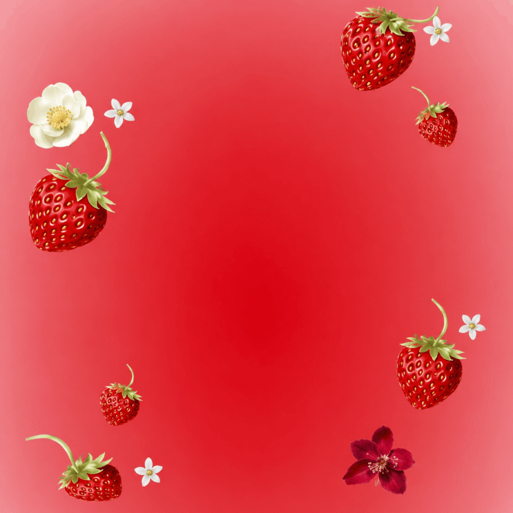 Strawberry and flower border illustration