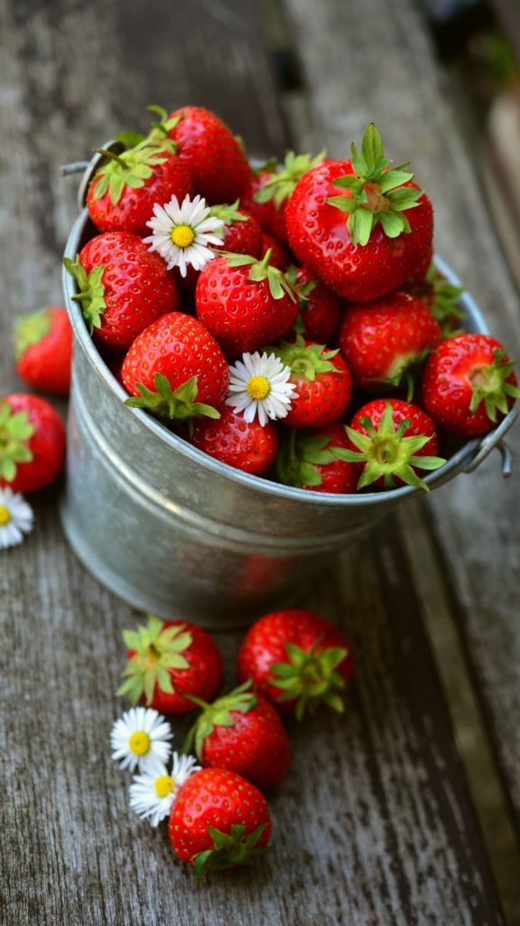 Strawberry filled metal bucket strawberry wallpaper for I phone