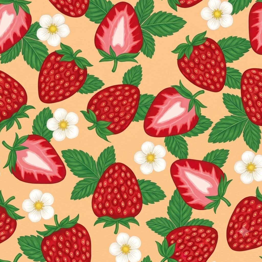 Strawberry garden wallpaper vintage