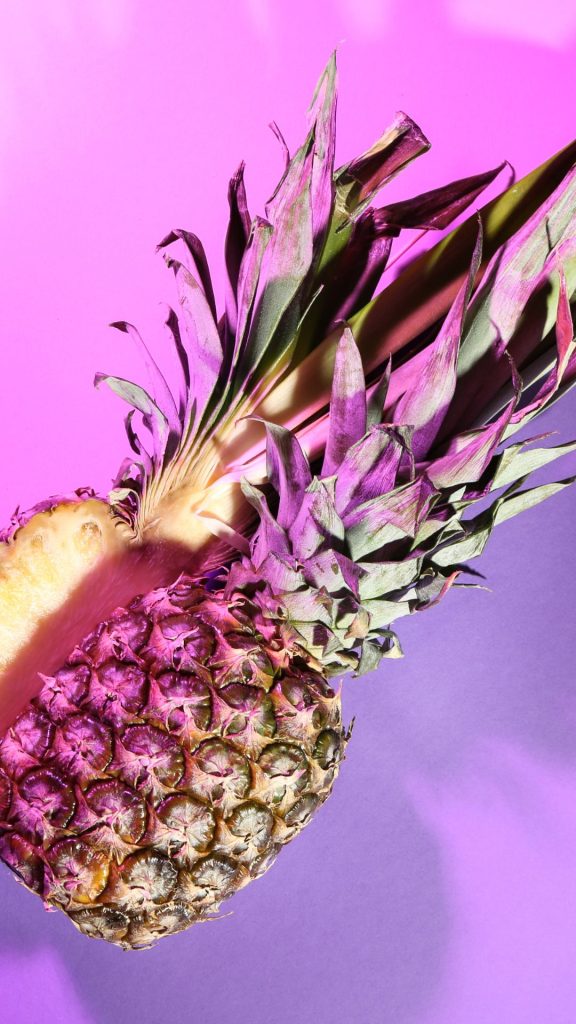 Sweet and delicate pineapple with pink and blue neon background Pineapple wallpaper