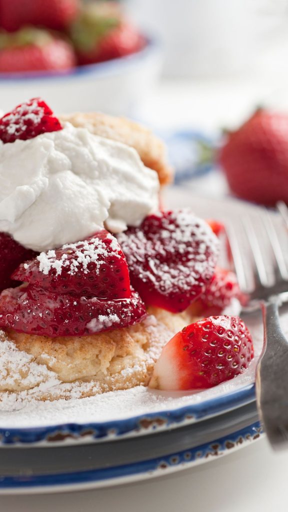 Sweet and delicate shortcake with cream and strawberries strawberry shortcake wallpaper