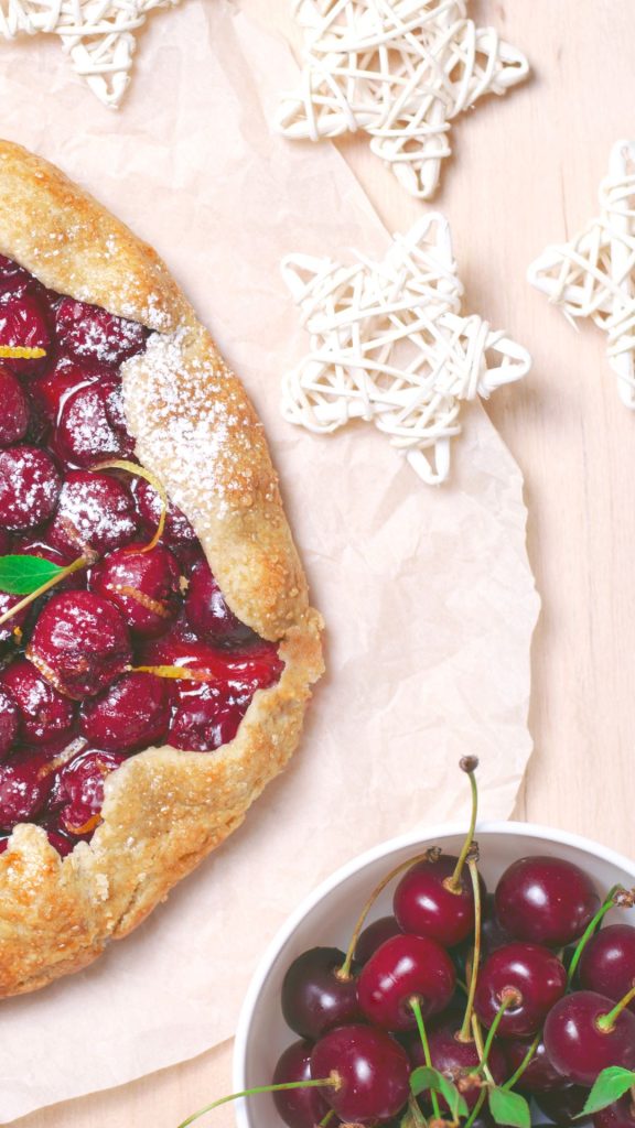 Sweet cherry pie with girly decorations aesthetic cherry wallpapers